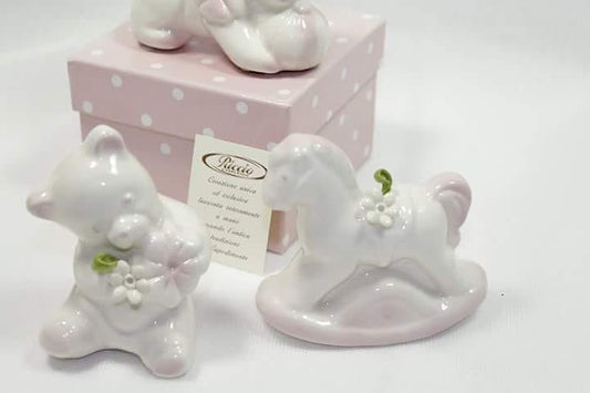 Animaletti in ceramica orso gatto cavallo a dondolo in ceramica di Capodimonte