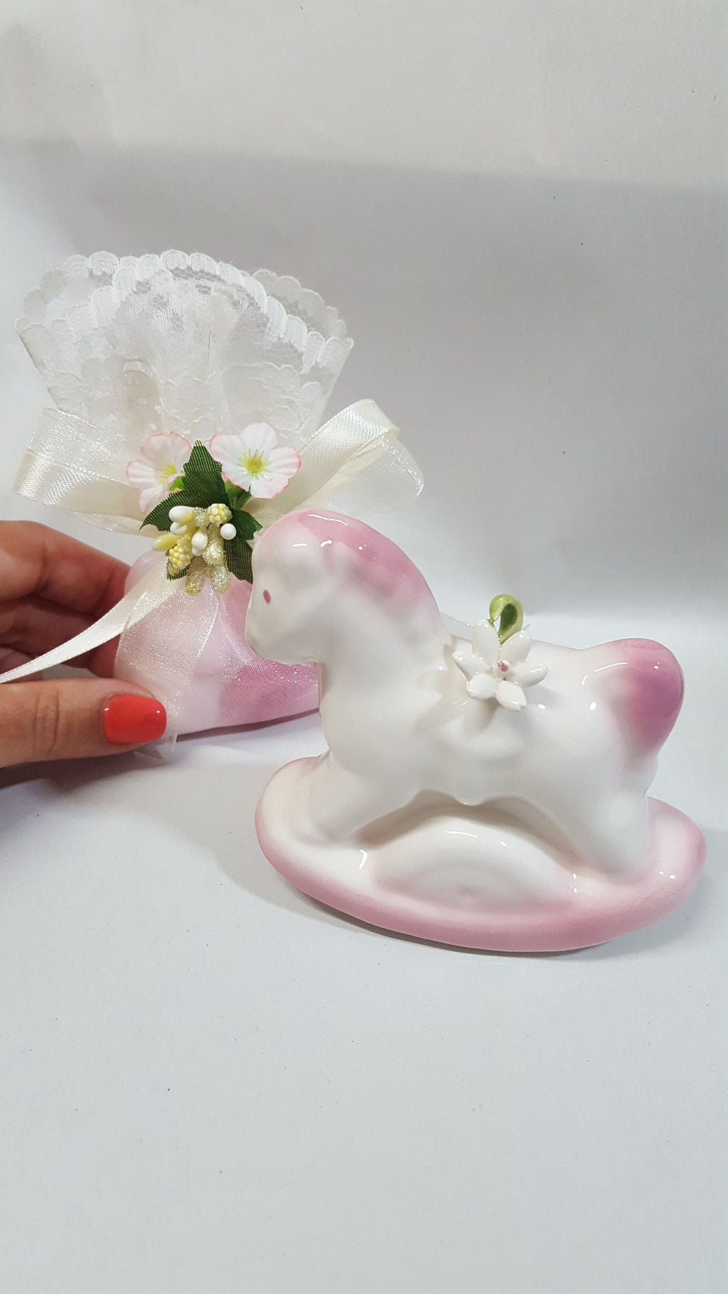 Animaletti in ceramica orso gatto cavallo a dondolo in ceramica di Capodimonte