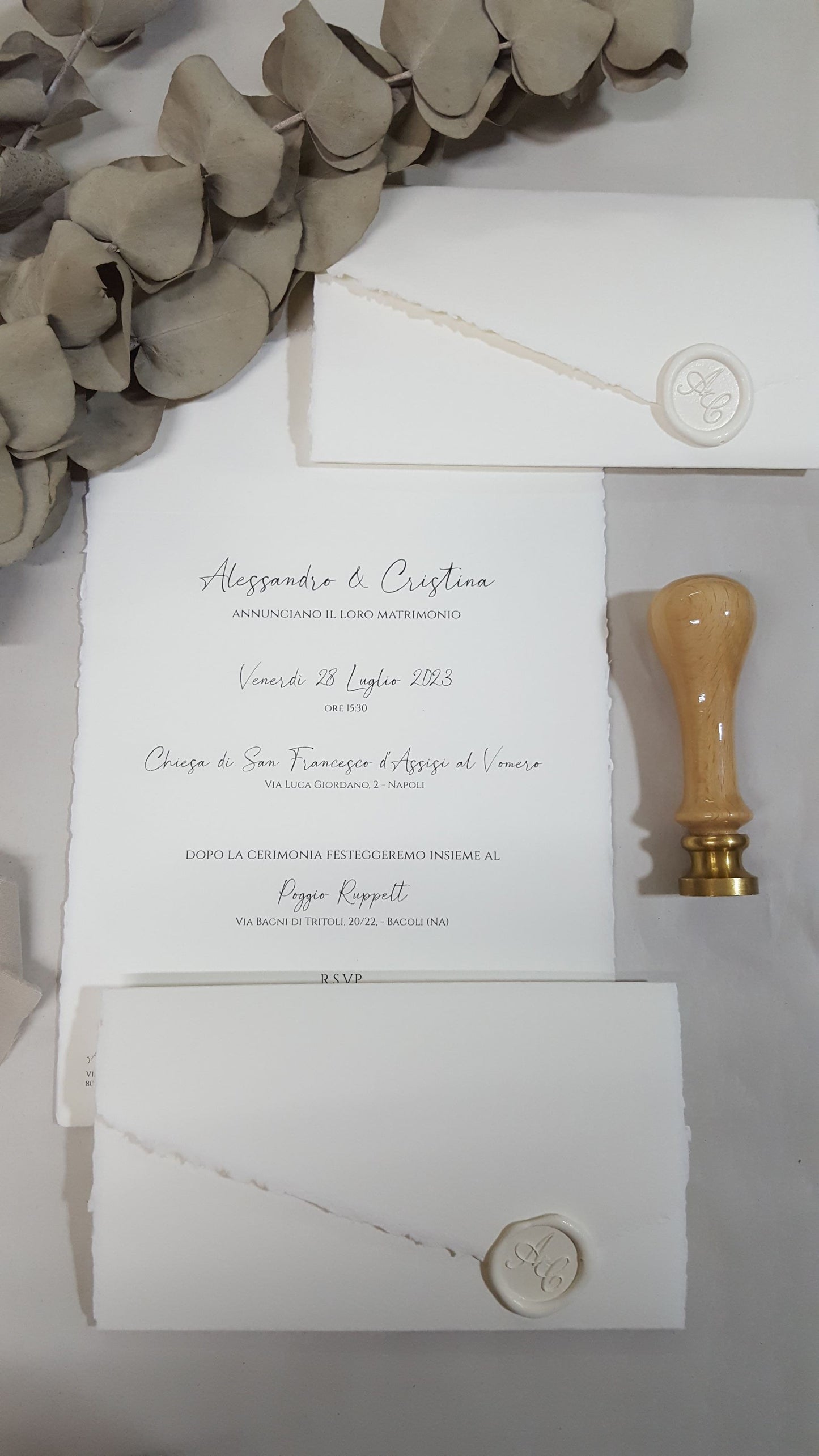 Partecipazione in carta Amalfi con sigillo