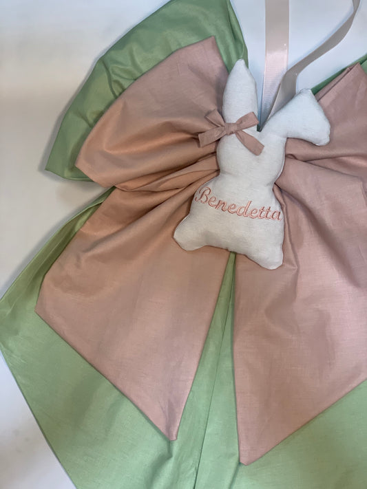 Nascita a tema coniglio: bomboniere, scatola cameretta, fiocco nascita, torta di pannolini