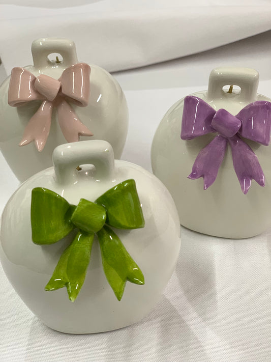 Campana 10cm decorata a mano con fiocco