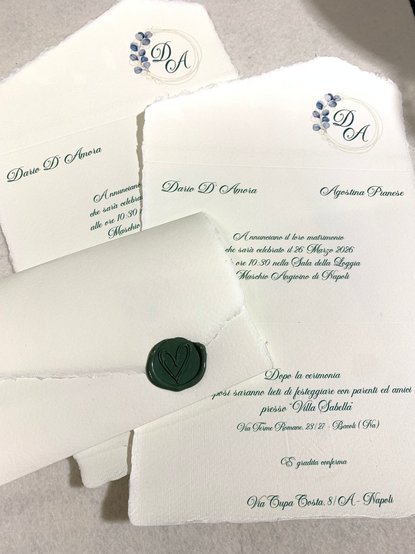 Partecipazione in carta Amalfi con sigillo