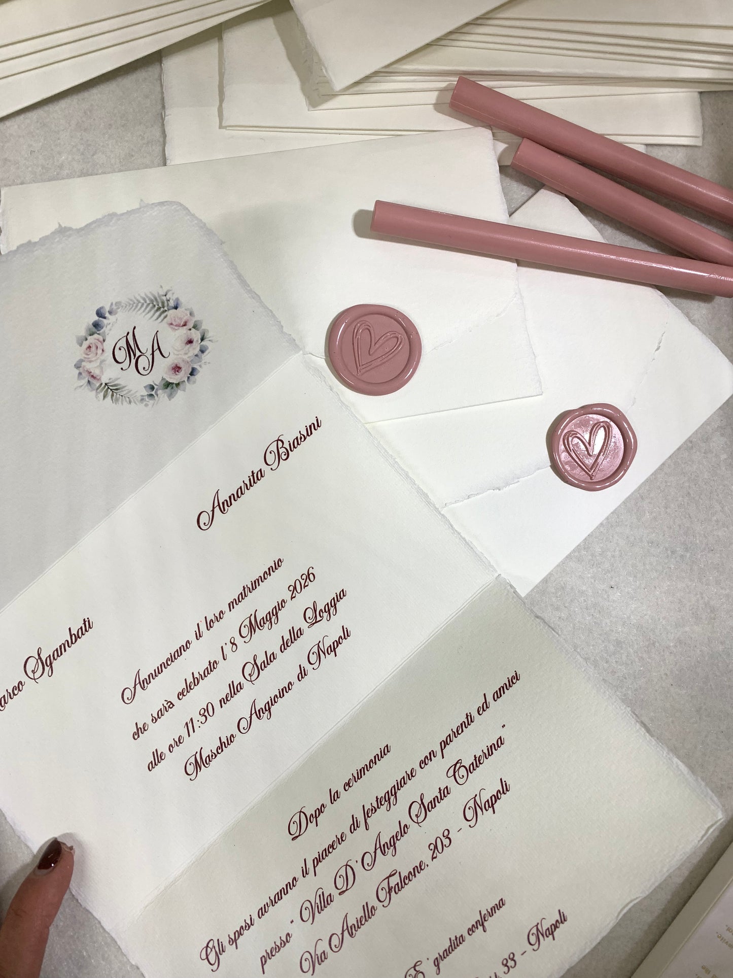 Partecipazione in carta Amalfi con sigillo