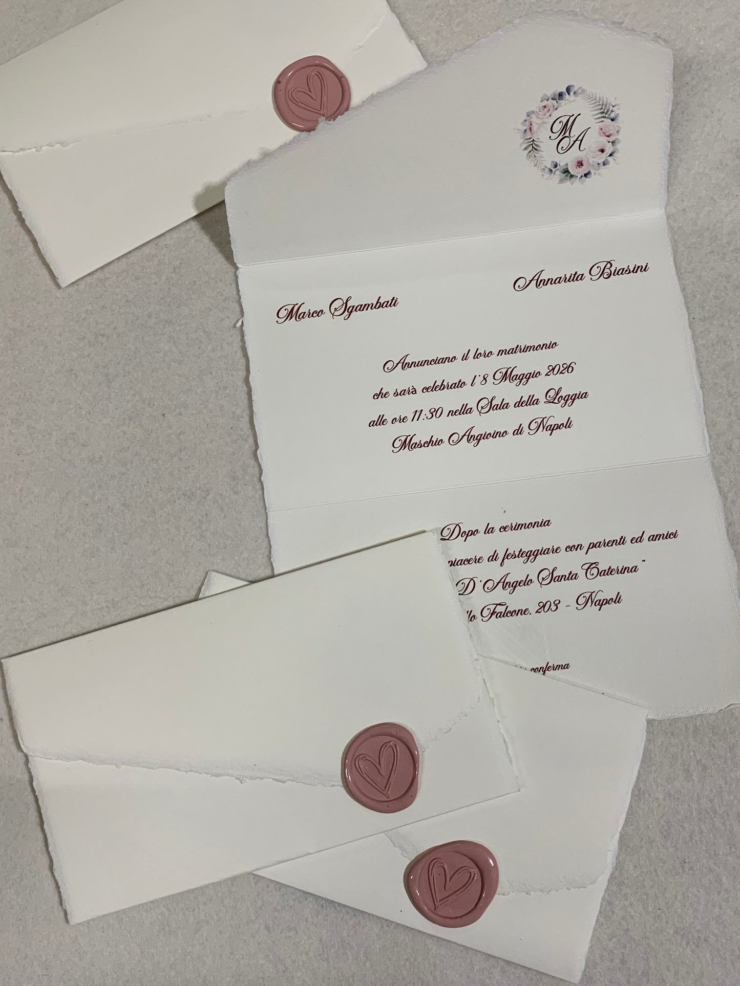 Partecipazione in carta Amalfi con sigillo