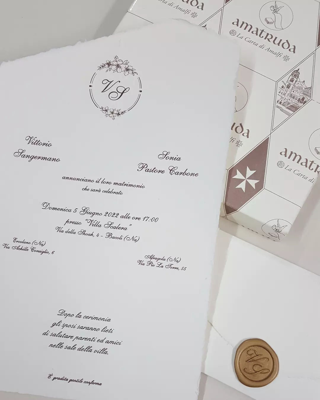 Partecipazione in carta Amalfi con sigillo