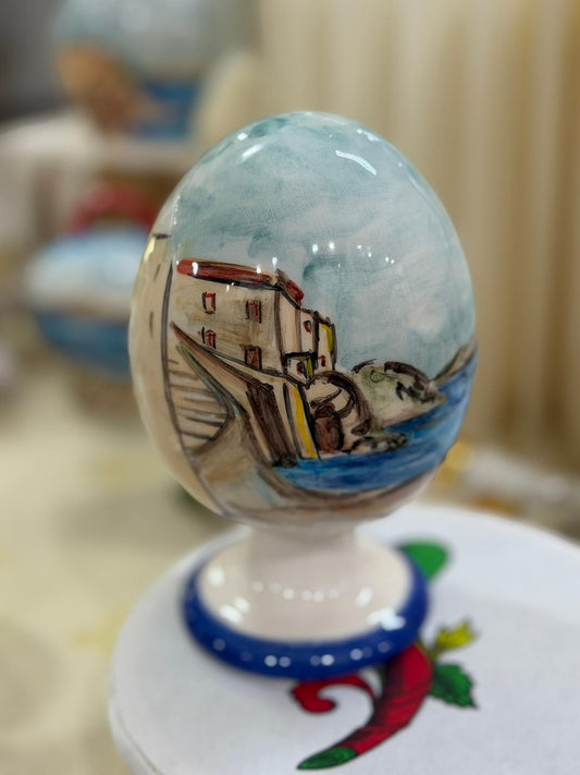 Uovo decorato panorama Napoli