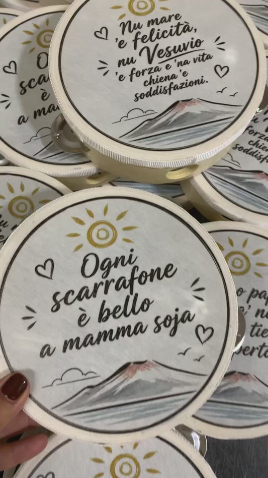 Tamburello con stampa personalizzabile diametro 15cm confezionato