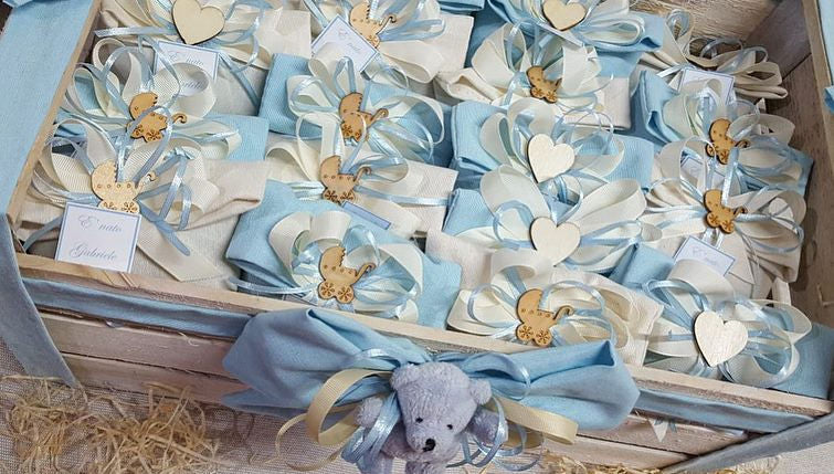 Sacchetti ripiegati nascita shabby